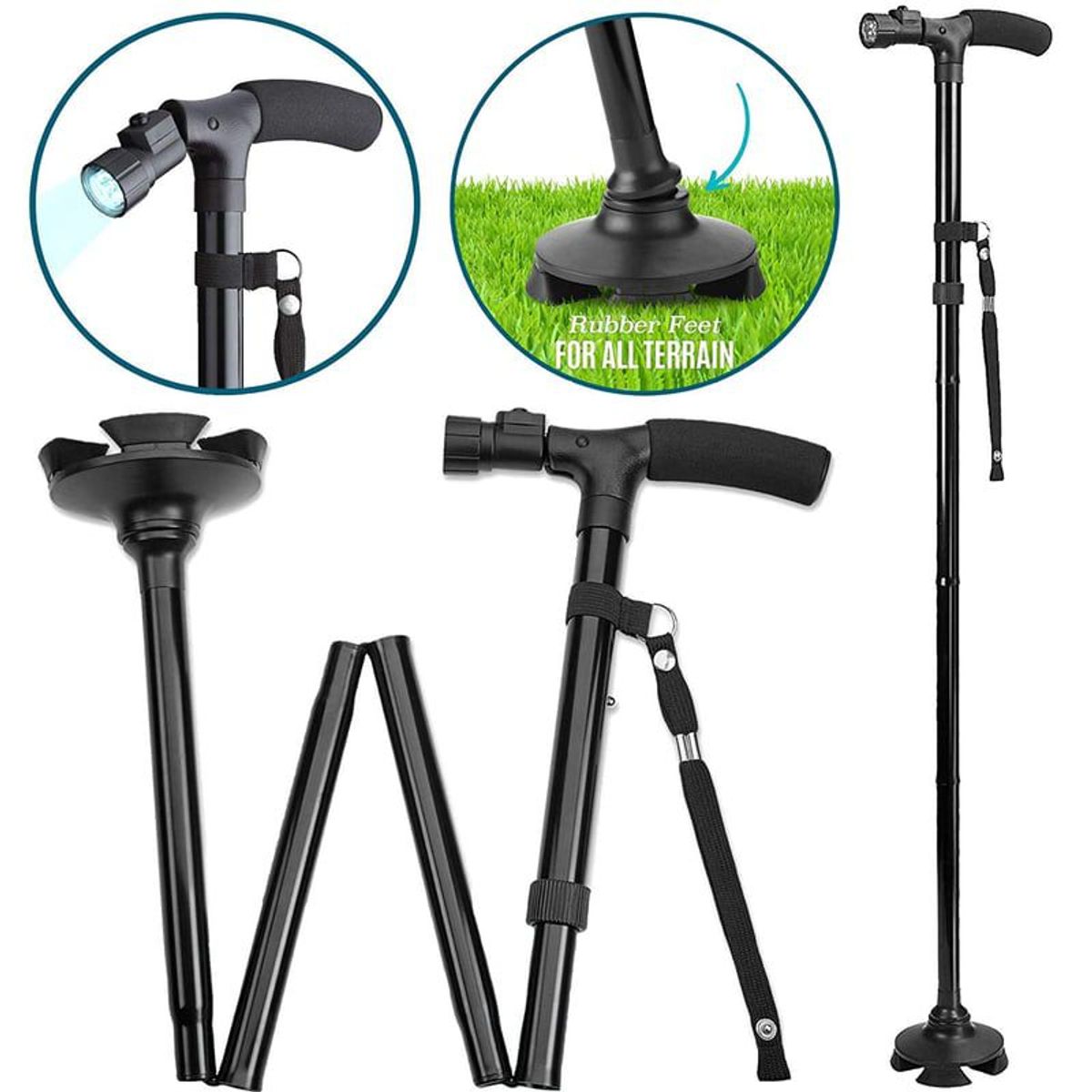 SKY - Baston Plegable Con Luz Led y Base Articulada