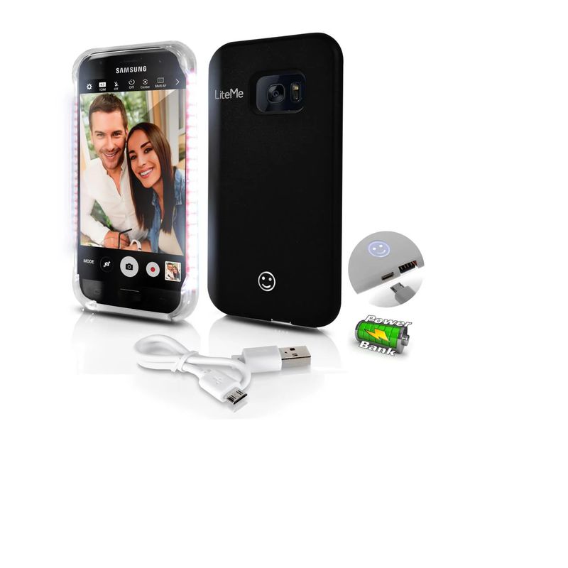 SERENELIFE - Funda y estuche para teléfono Galaxy S7 con luz LED Negro