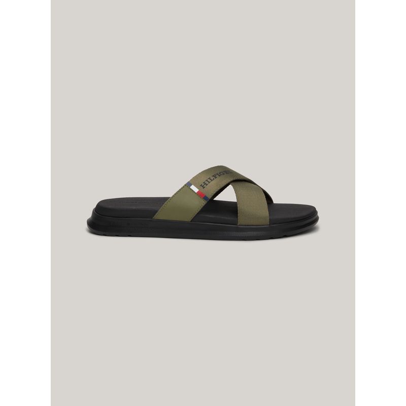 TOMMY HILFIGER - Sandalias verde de playa con tira cruzada Tommy Hilfiger