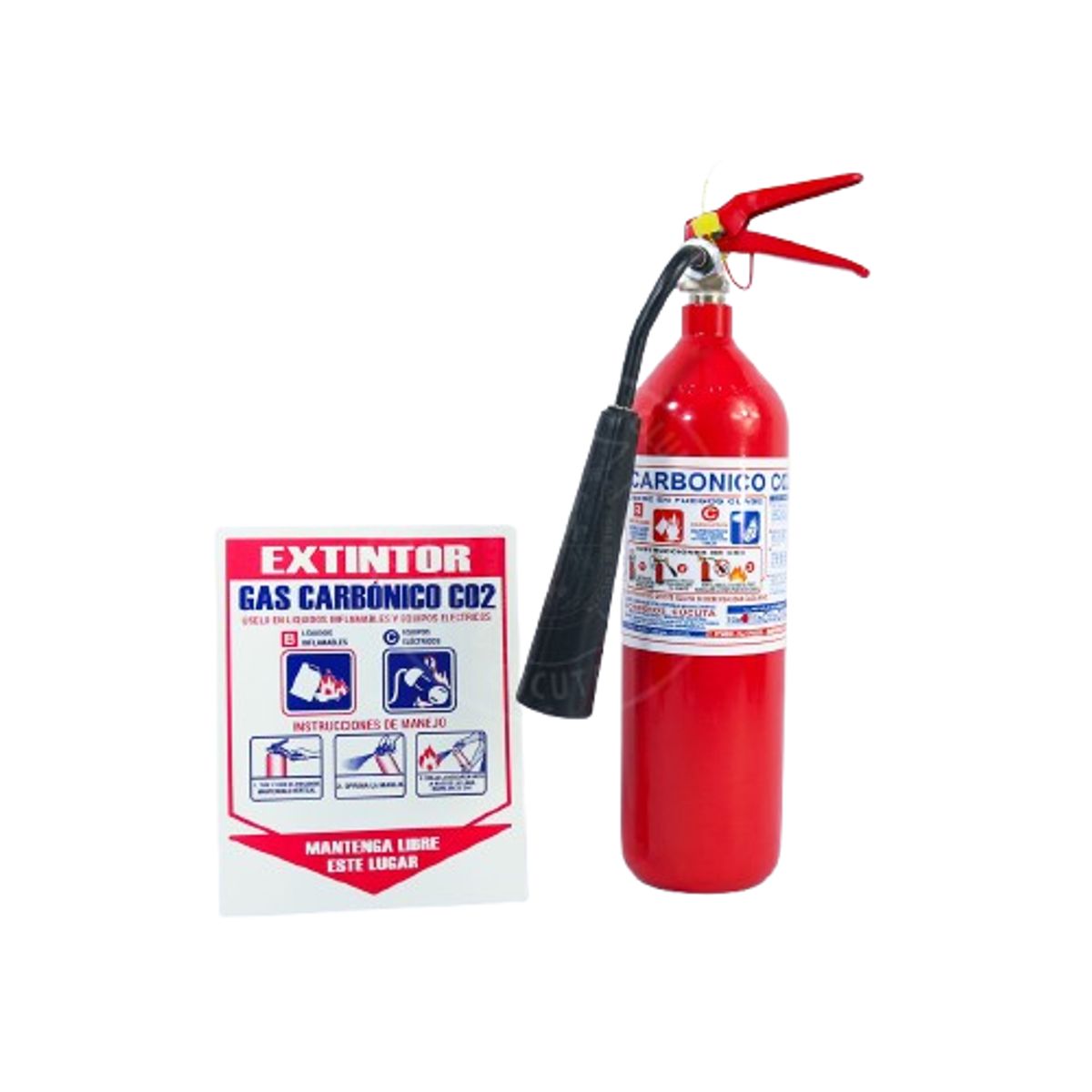 NACIONAL - EXTINTOR CO2 DE 5 LB INCLUYE SEÑALIZACIÓN, SOPORTE Y MANGUERA