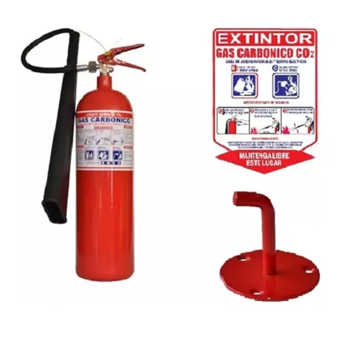 NACIONAL - EXTINTOR CO2 DE 10 LB INCLUYE SEÑALIZACIÓN, SOPORTE Y MANGUERA