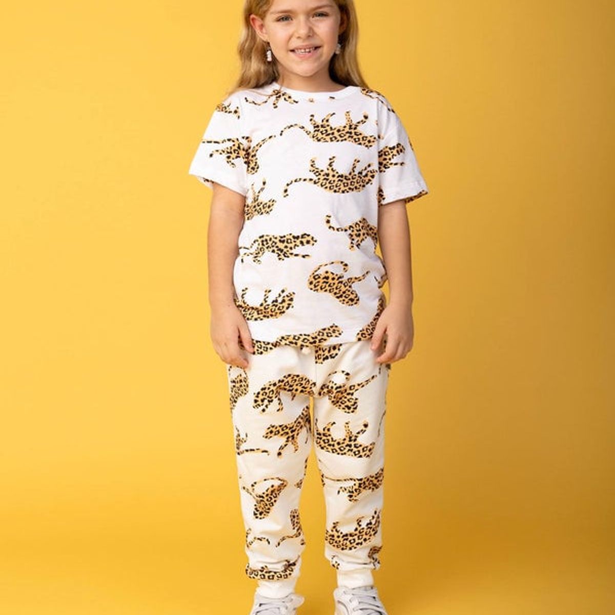 DOSOJOS - Conjunto unisex de camiseta y sudadera en algodón peruano leopardos