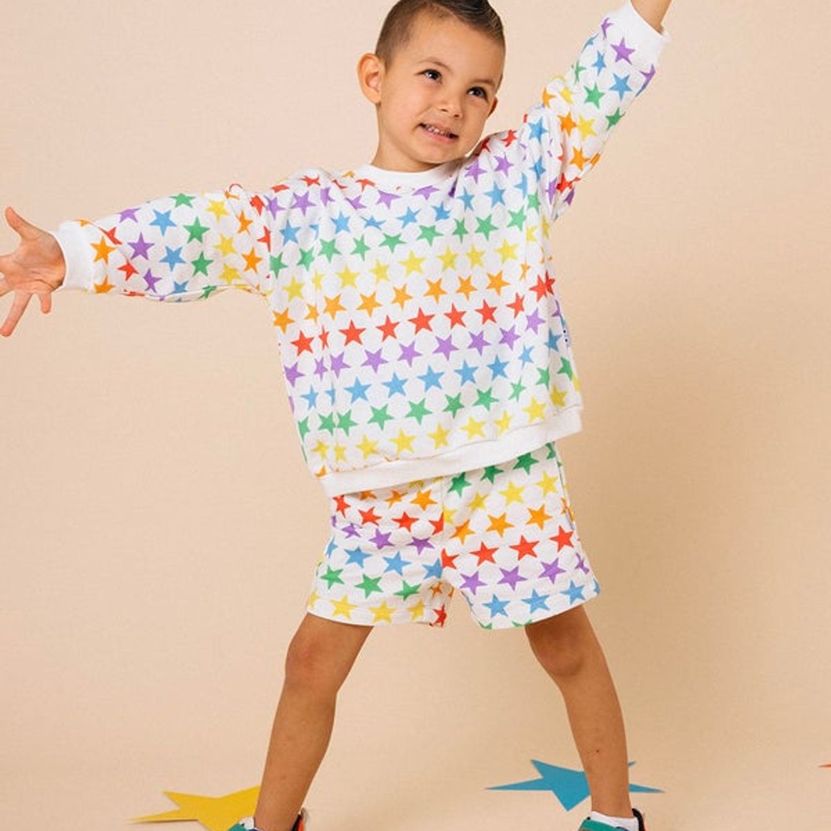 DOSOJOS - Conjunto de buzo oversized y short en 100% algodón peruano - Estrellas