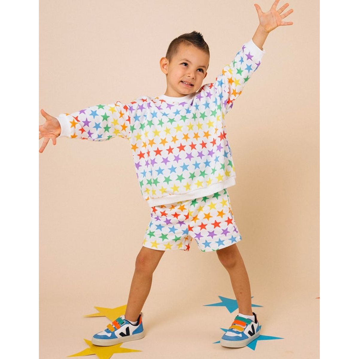 DOSOJOS - Conjunto de buzo oversized y short en 100% algodón peruano - Estrellas