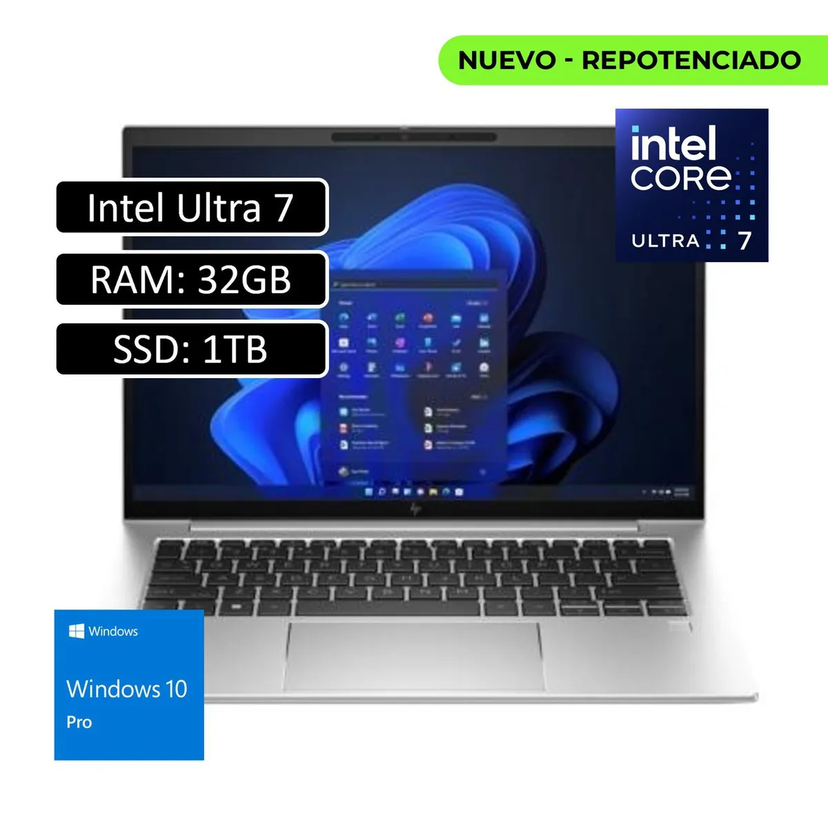 HP - Portatil - HP EliteBook Táctil - Intel Core Ultra 7 155U - Tecnología vPro - 32GB RAM - 1TB SSD