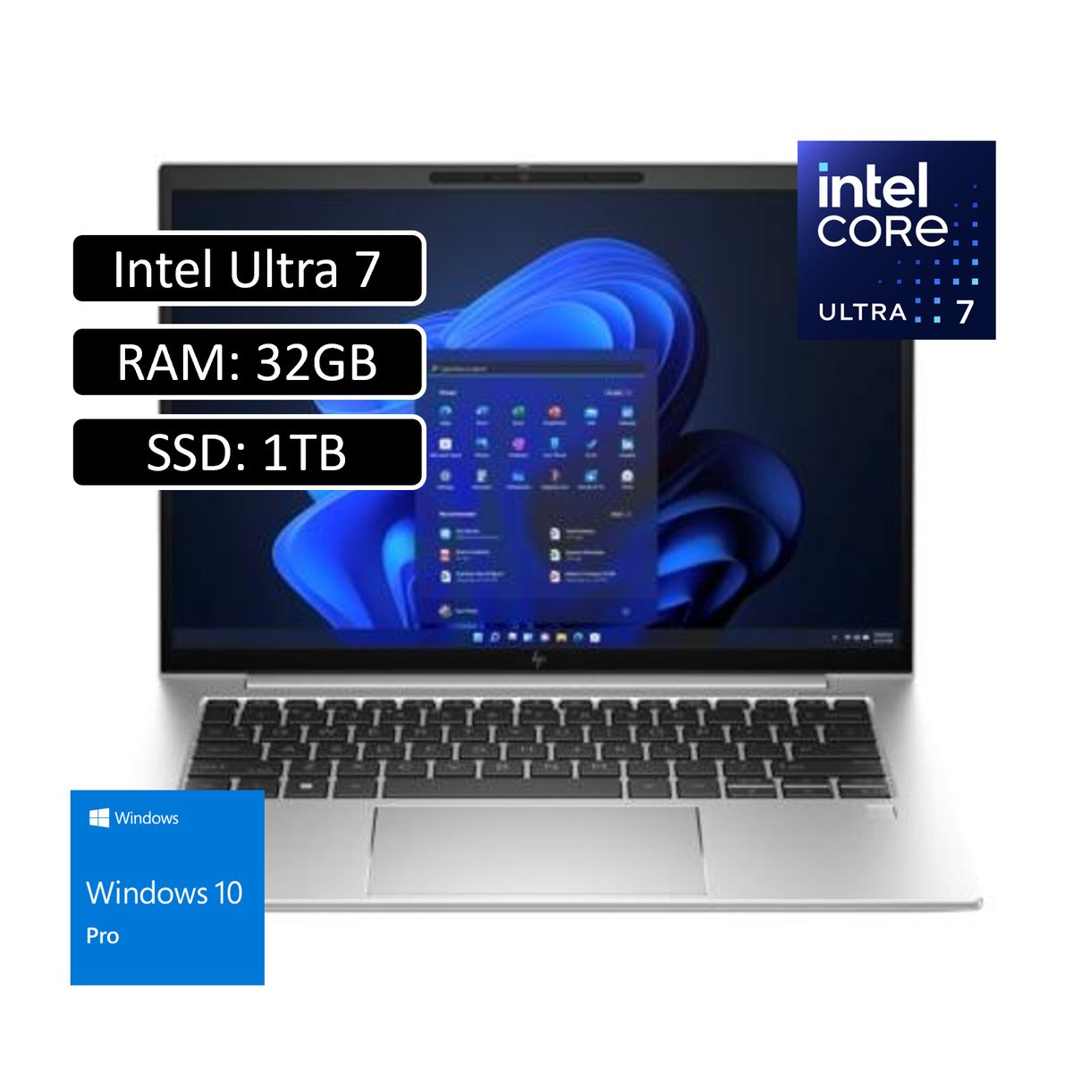 HP - Portatil - HP EliteBook Táctil - Intel Core Ultra 7 155U - Tecnología vPro - 32GB RAM - 1TB SSD