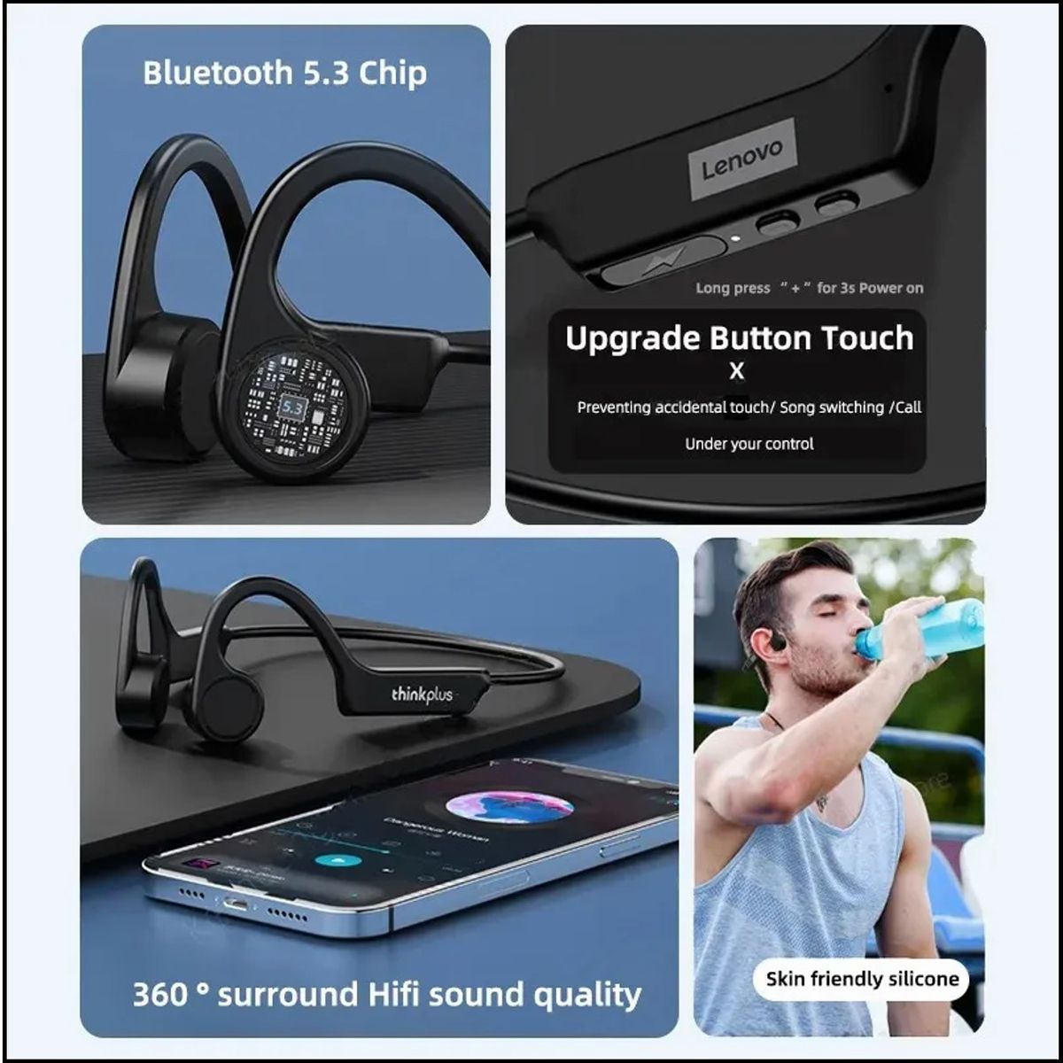 LENOVO - Audífonos 2x1 Combo Lenovo X4 Conducción Ósea + Lenovo HT38