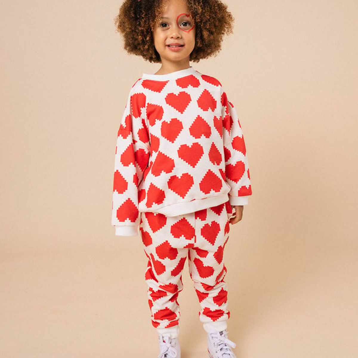 DOSOJOS - Conjunto unisex para niños 100% algodón peruano - Corazones