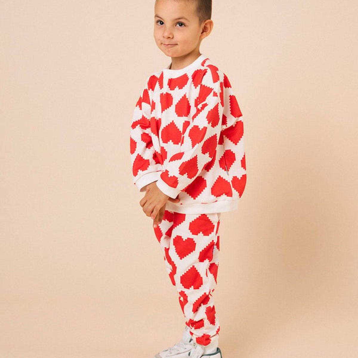 DOSOJOS - Conjunto unisex para niños 100% algodón peruano - Corazones