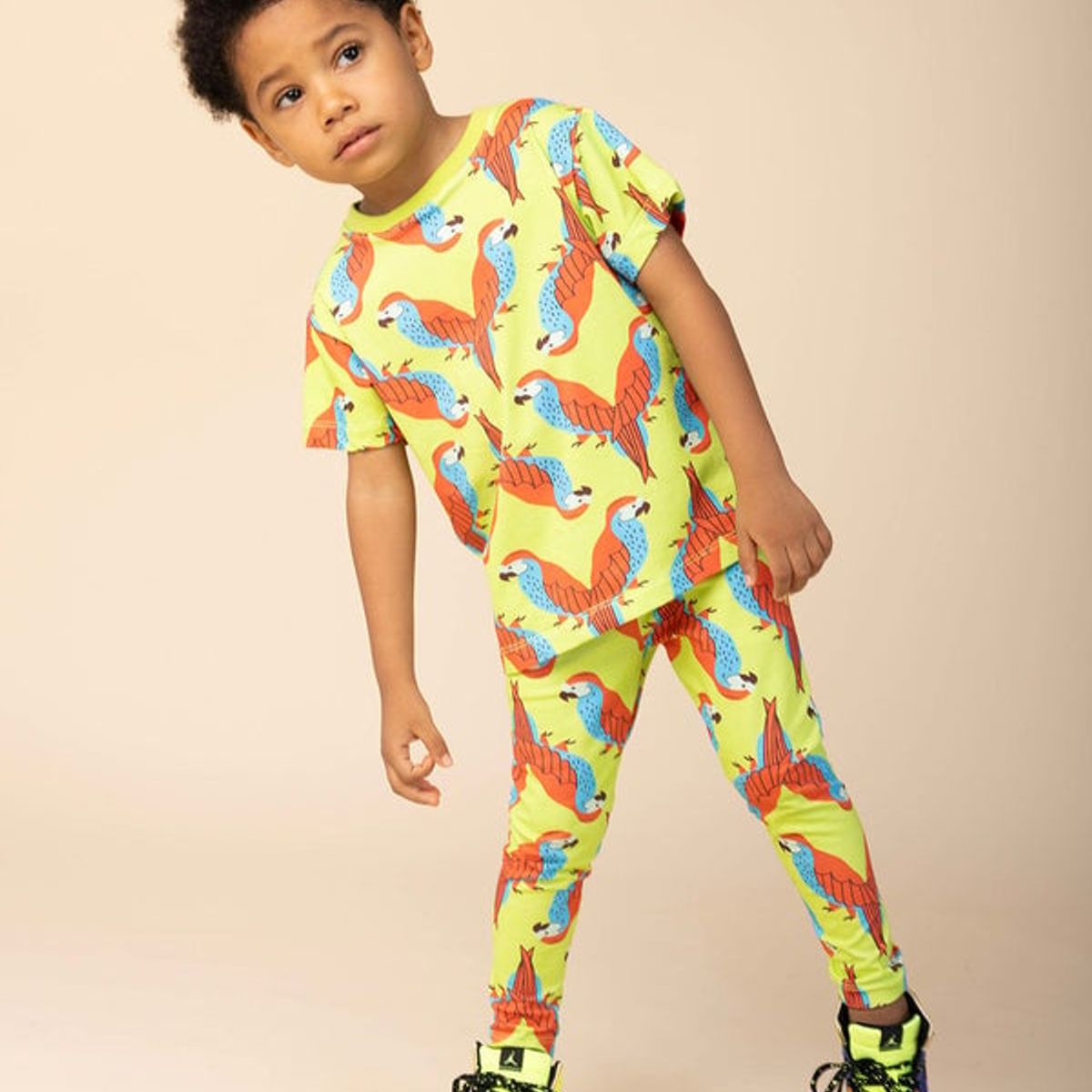 DOSOJOS - Conjunto leggings y camiseta unisex en algodón peruano - estampado loros