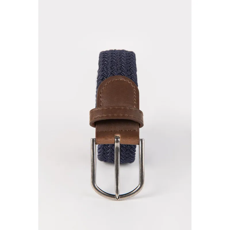 KOAJ - KOAJ Cinturón azul intenso trenzado con hebilla plateada Hombre