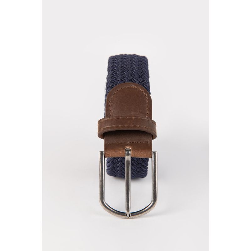 KOAJ - KOAJ Cinturón azul intenso trenzado con hebilla plateada Hombre