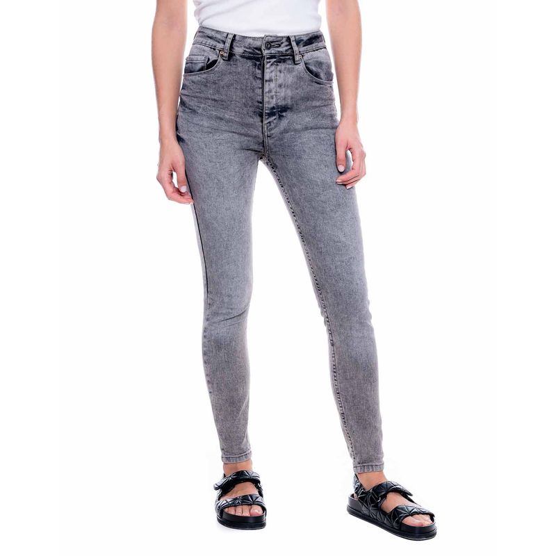 COLOR BLUE - Black Denim High Waist Skinny Fit Jeans