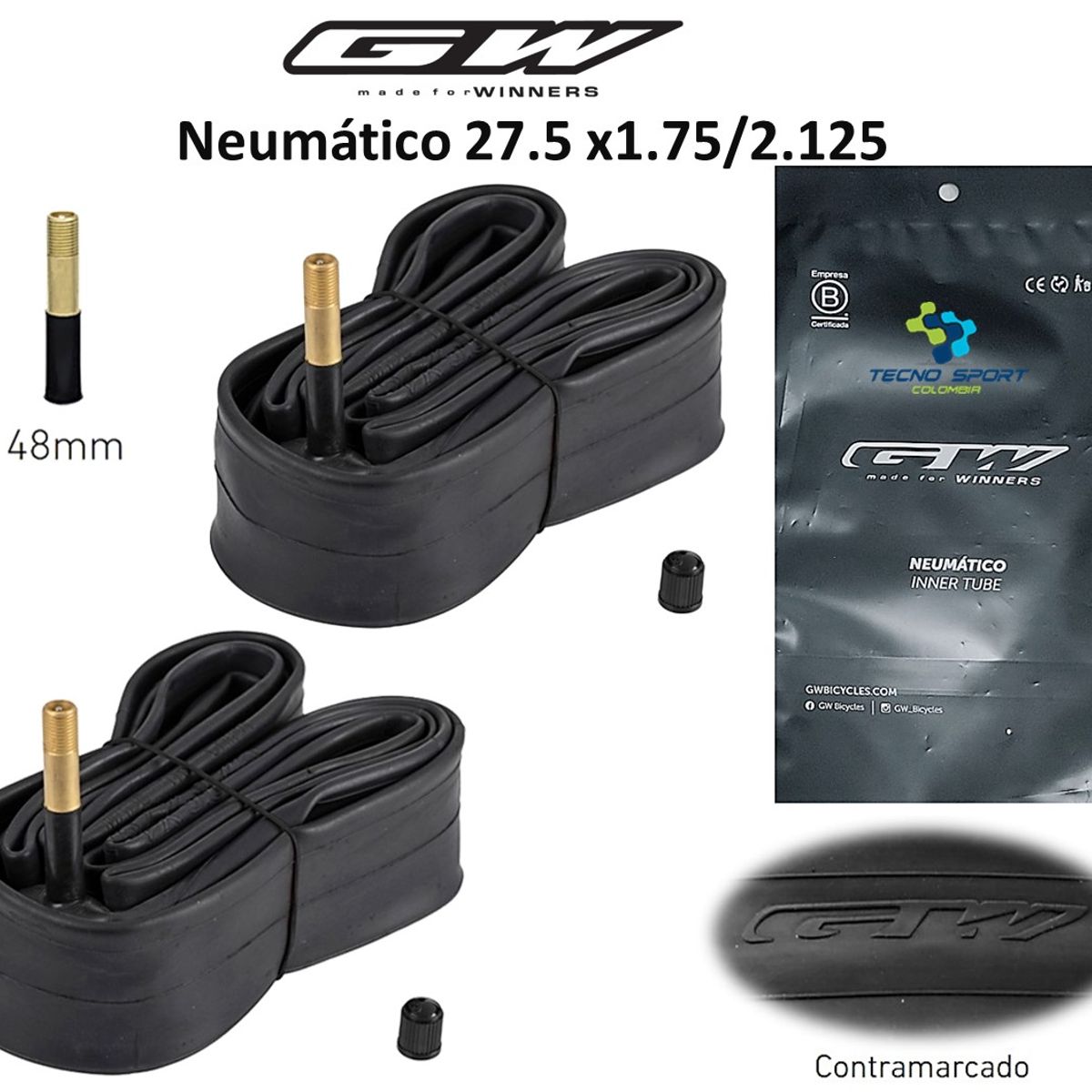 GW - Neumatico Bicicleta 27.5 X 1.75 /2.125 Gw Valvula 48mm X2und
