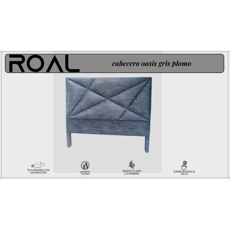 GENERICO - Cabecero Oasis Gris Plomo de 120 (para cama semidoble)