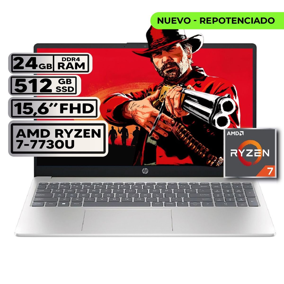 HP - PORTATIL HP AMD RYZEN 7 7730U 24GB RAM 512GB SSD PANTALLA 15,6" FHD