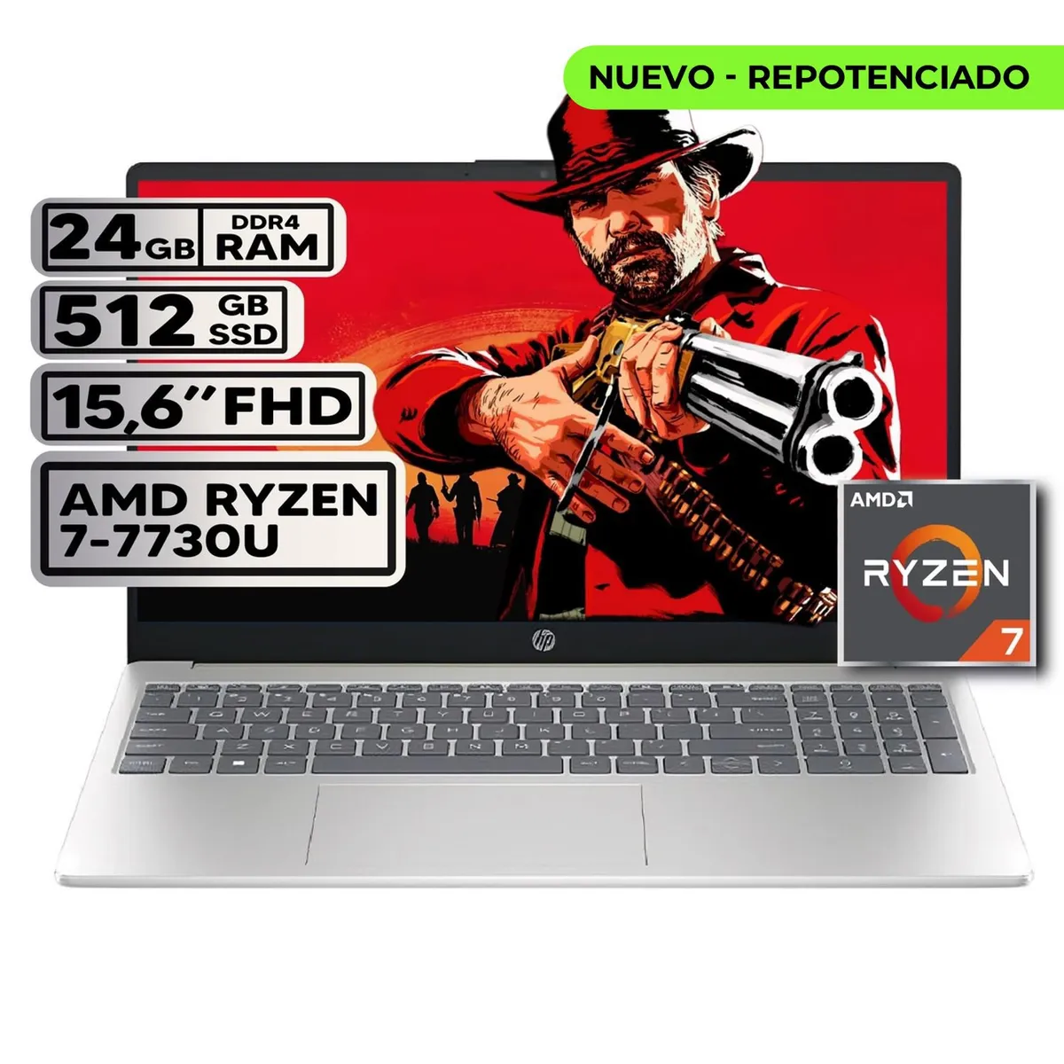 HP - PORTATIL HP AMD RYZEN 7 7730U 24GB RAM 512GB SSD PANTALLA 15,6" FHD