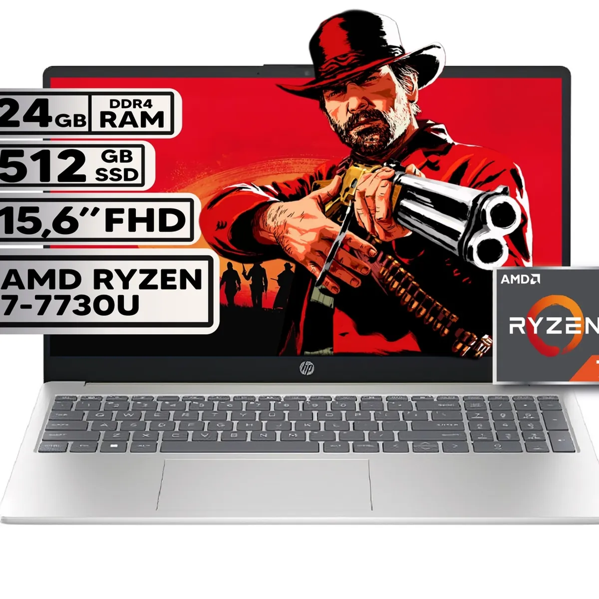 HP - PORTATIL HP AMD RYZEN 7 7730U 24GB RAM 512GB SSD PANTALLA 15,6" FHD