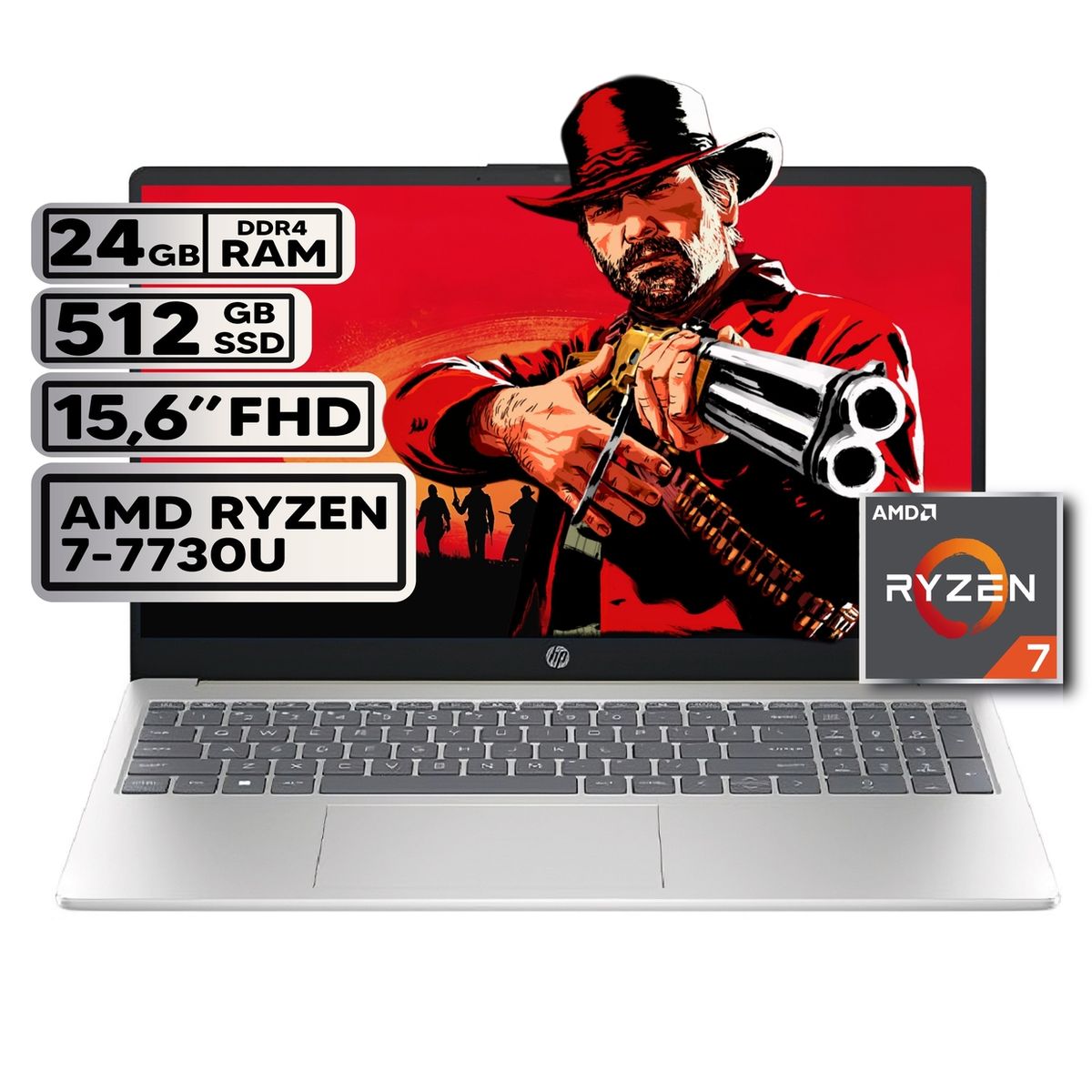 HP - PORTATIL HP AMD RYZEN 7 7730U 24GB RAM 512GB SSD PANTALLA 15,6" FHD