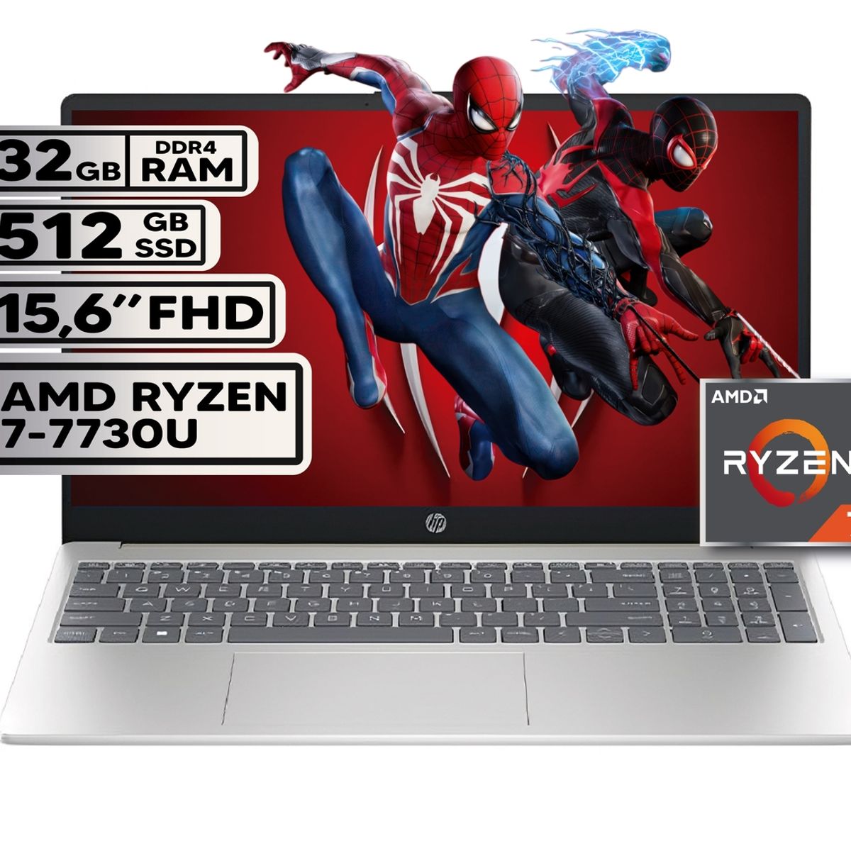 HP - PORTATIL HP AMD RYZEN 7 32GB RAM 512GB SSD PANTALLA 15,6" FHD