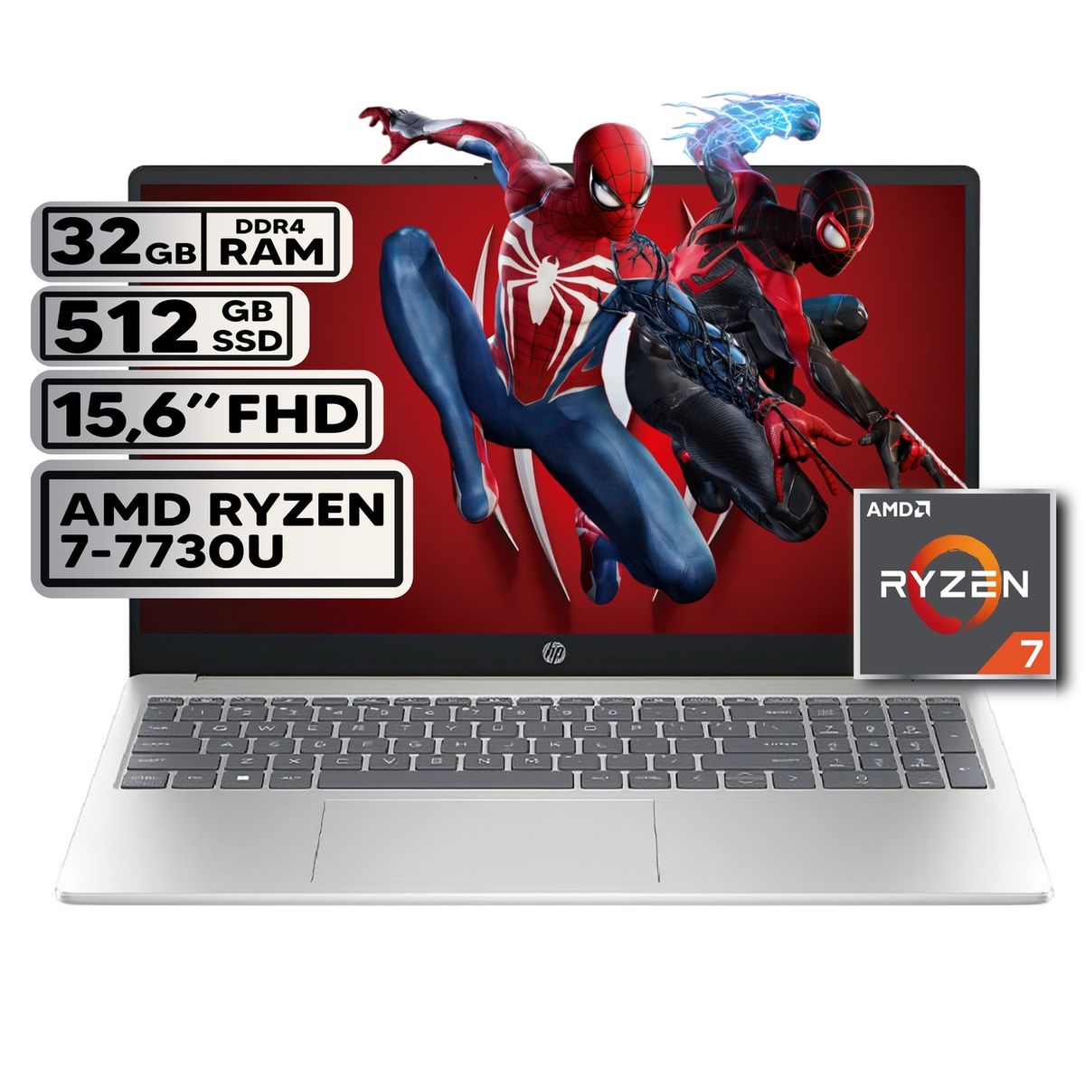 HP - PORTATIL HP AMD RYZEN 7 32GB RAM 512GB SSD PANTALLA 15,6" FHD