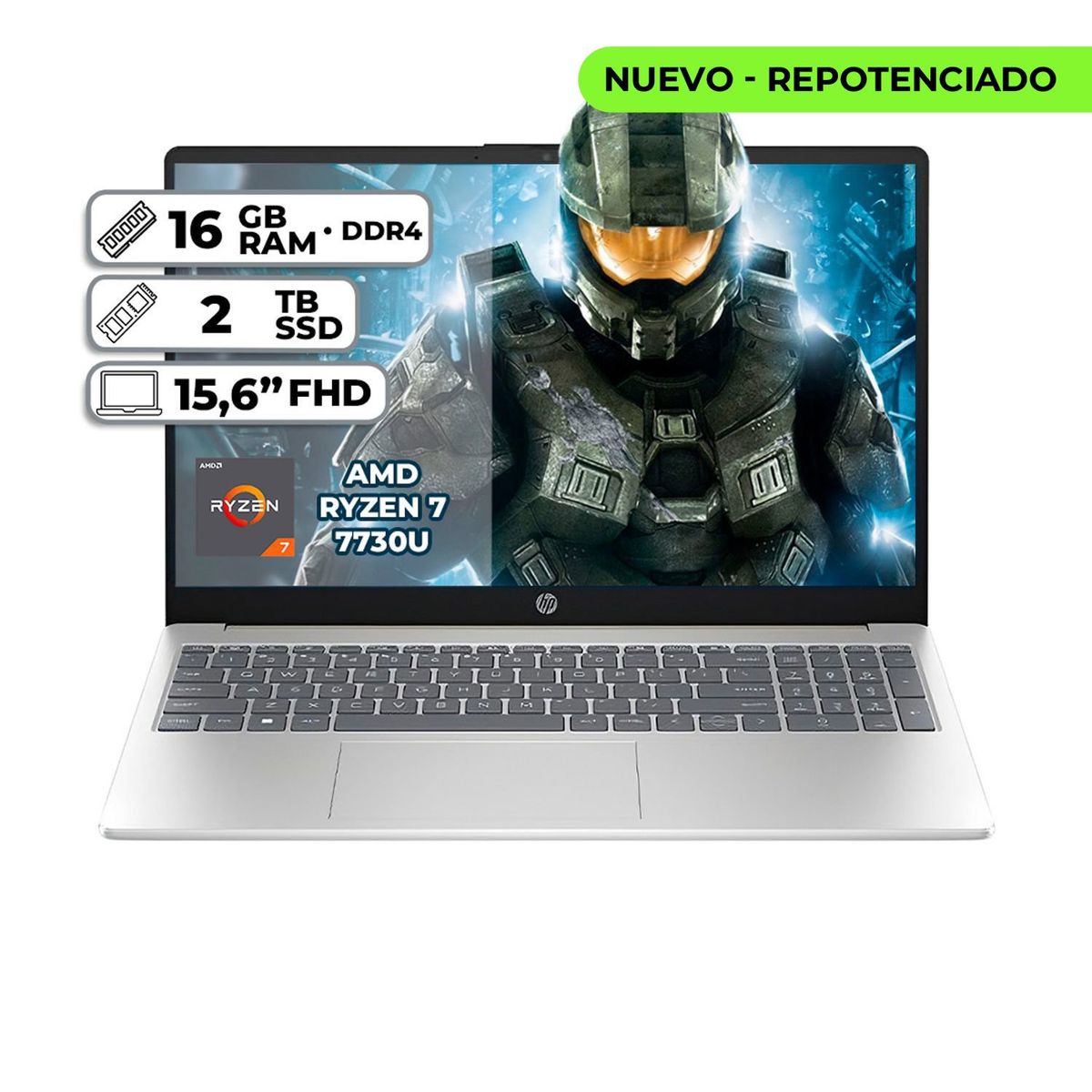 HP - PORTATIL HP AMD RYZEN 7 7730U 16GB RAM 2TB SSD PANTALLA 15,6" FHD