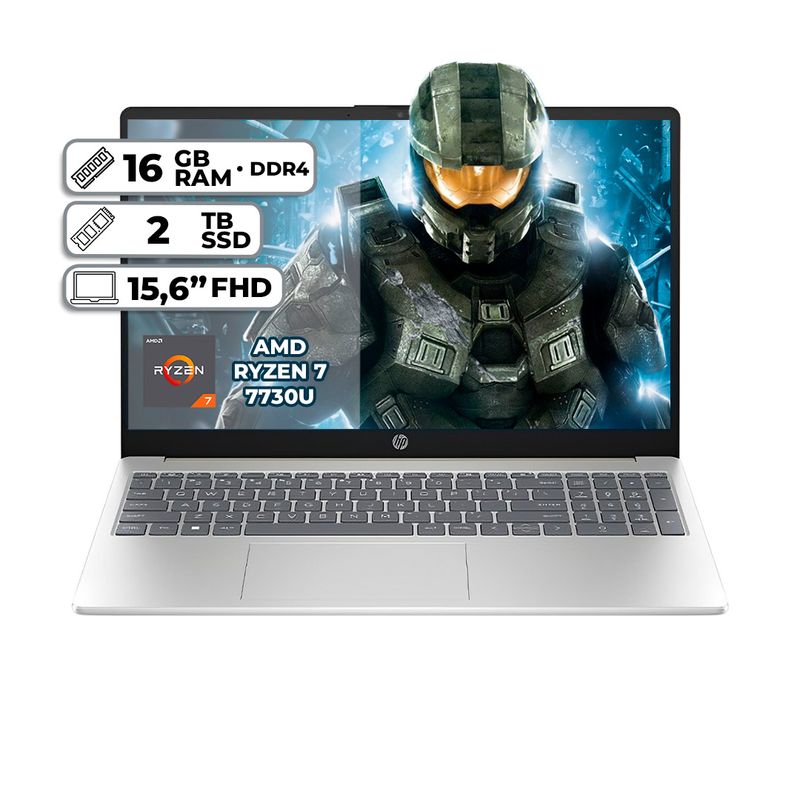 HP - PORTATIL HP 15 FC0012LA AMD RYZEN 7 7730U 16GB RAM 2TB SSD PANTALLA 15,6" FHD