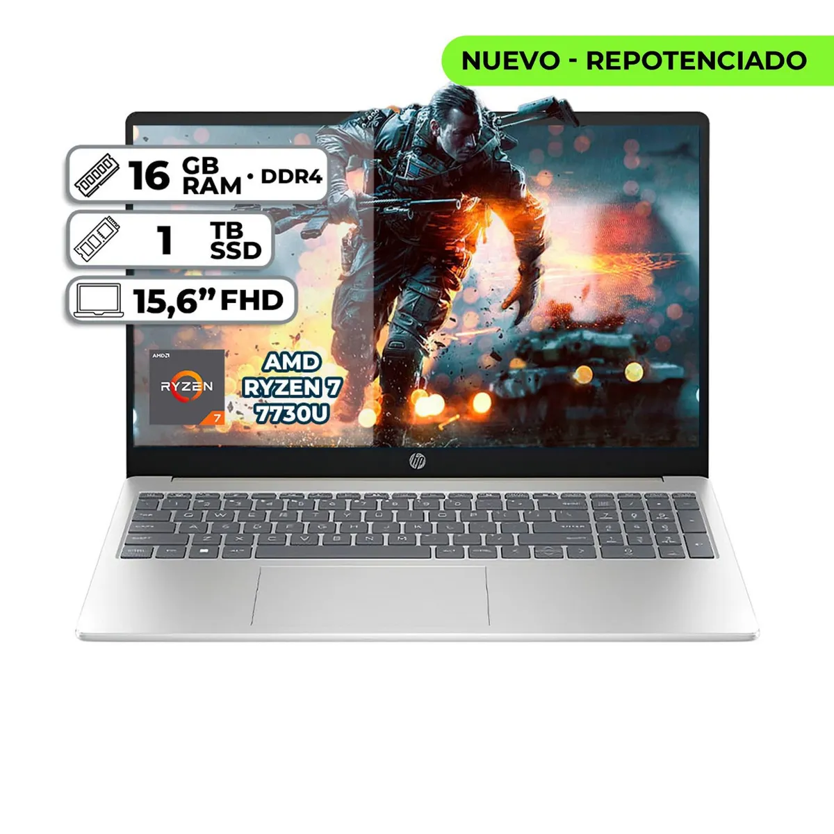 HP - PORTATIL HP AMD RYZEN 7 7730U 16GB RAM 1TB SSD PANTALLA 15,6" FHD