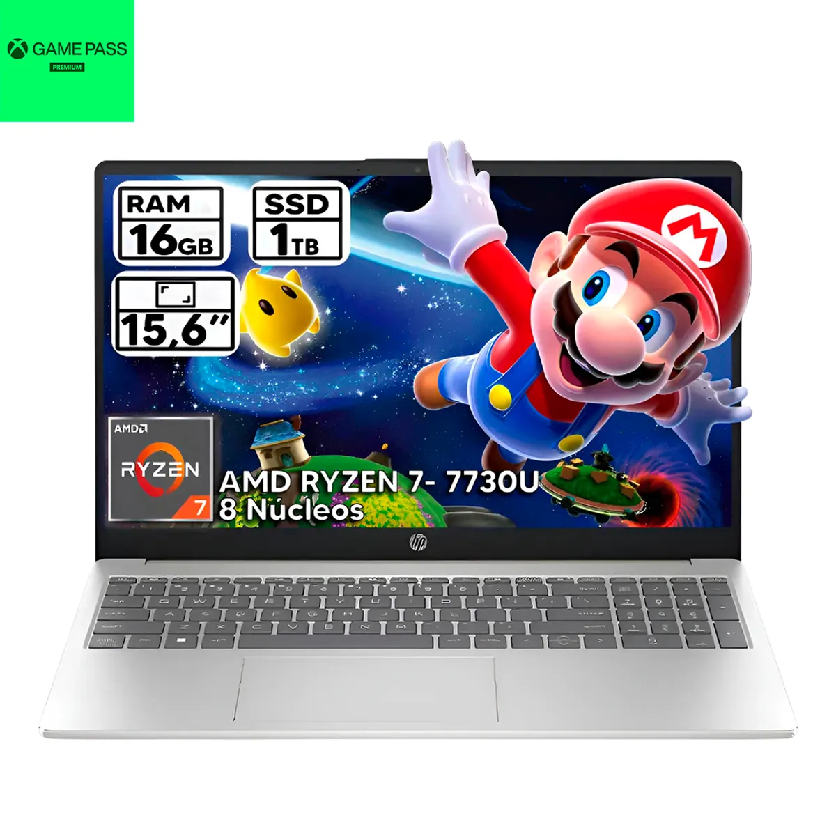 HP - PORTATIL HP AMD RYZEN 7 7730U 16GB RAM 1TB SSD PANTALLA 15,6" FHD + GAME PASS