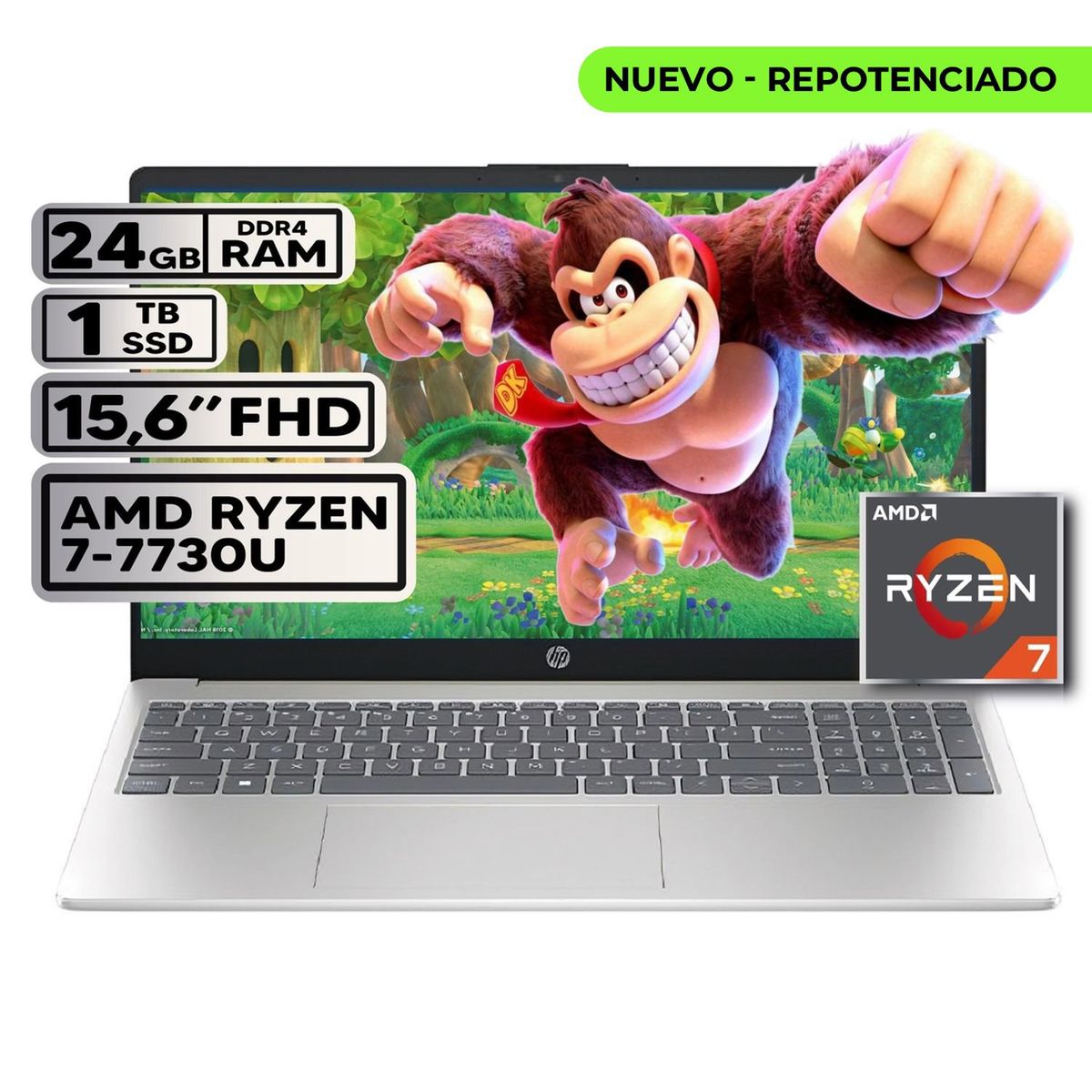 HP - PORTATIL HP AMD RYZEN 7 7730U 24GB RAM 1TB SSD PANTALLA 15,6" FHD