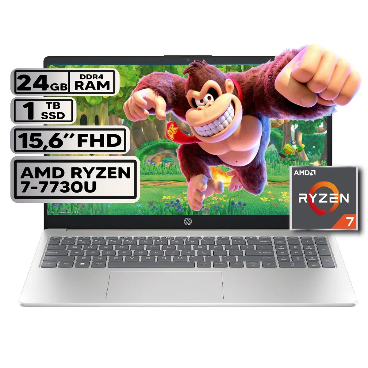 HP - PORTATIL HP AMD RYZEN 7 7730U 24GB RAM 1TB SSD PANTALLA 15,6" FHD