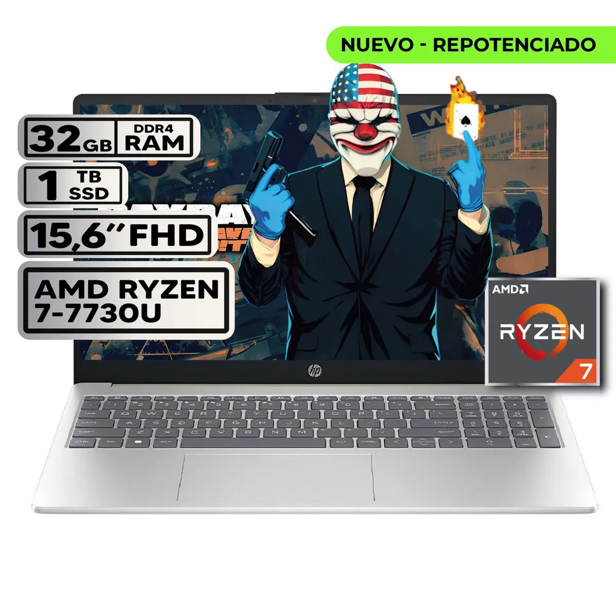 HP - PORTATIL HP AMD RYZEN 7 7730U 32GB RAM 1TB SSD PANTALLA 15,6" FHD