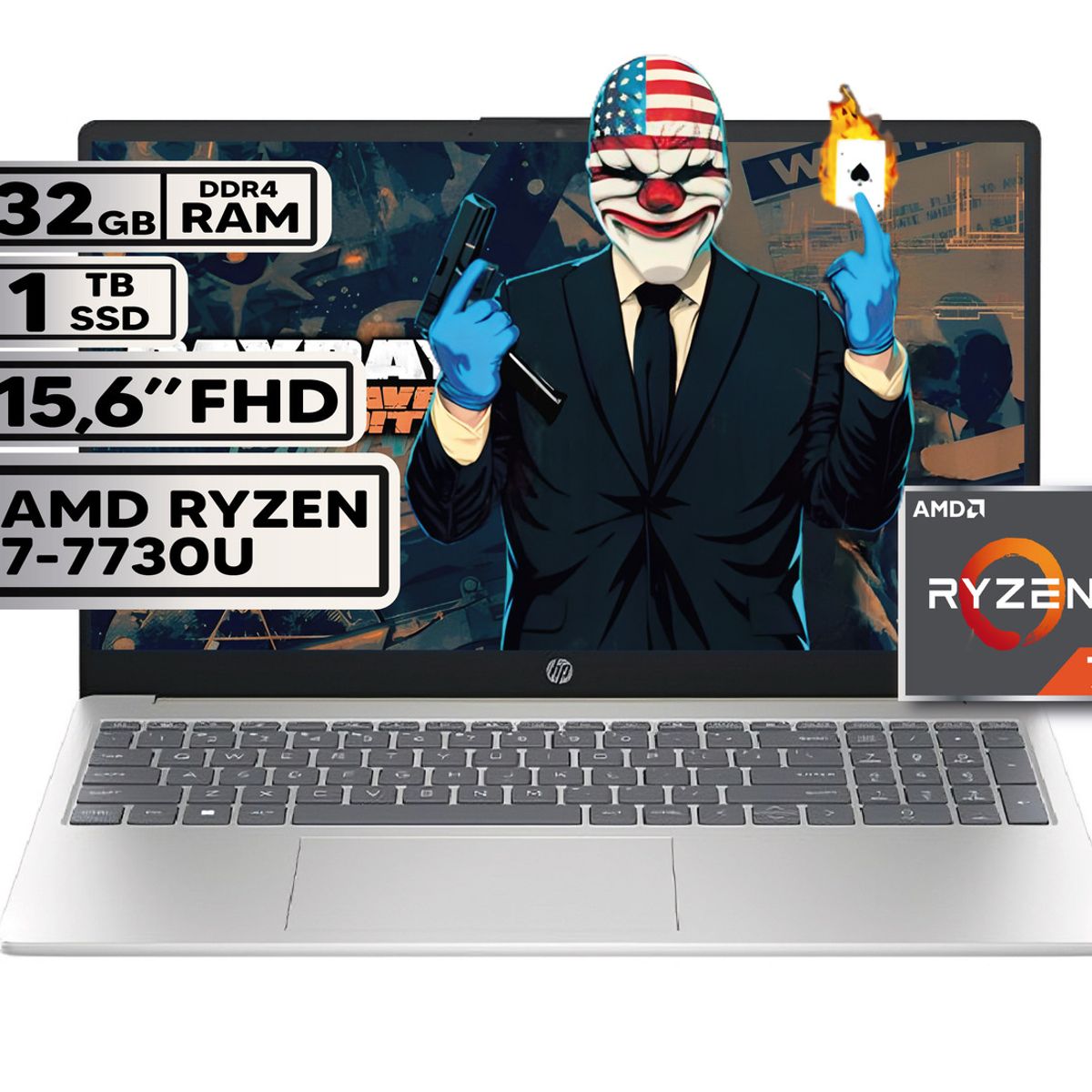 HP - PORTATIL HP AMD RYZEN 7 7730U 32GB RAM 1TB SSD PANTALLA 15,6" FHD