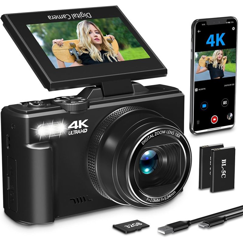 GENERICO - Cámara digital para fotografía,de vlogging 4K Para YouTube 3 pulgadas