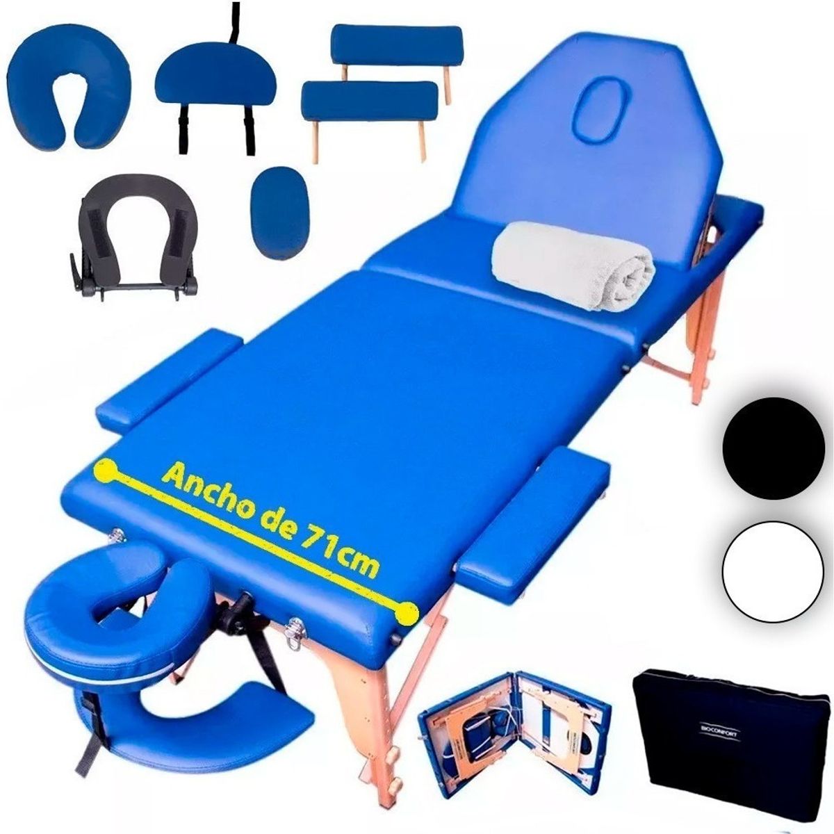 NANOFORT - Camilla De Masaje Plegable Profesional Con Altura Regulable Y Respaldo Reclinable Ideal Para Kinesiólogos,... Azul