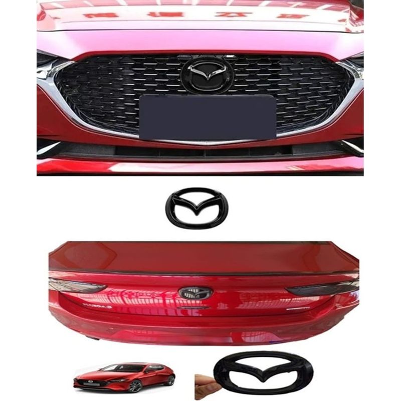 GENERICO - emblema mazda 3 negro delantero y trasero  02pcs  2017-2019