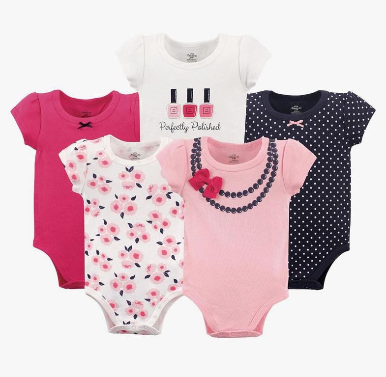 &quot;Bodies Mamelucos Algodon Para Bebe Niña Set 5 PCS HudsonBaby&quot;