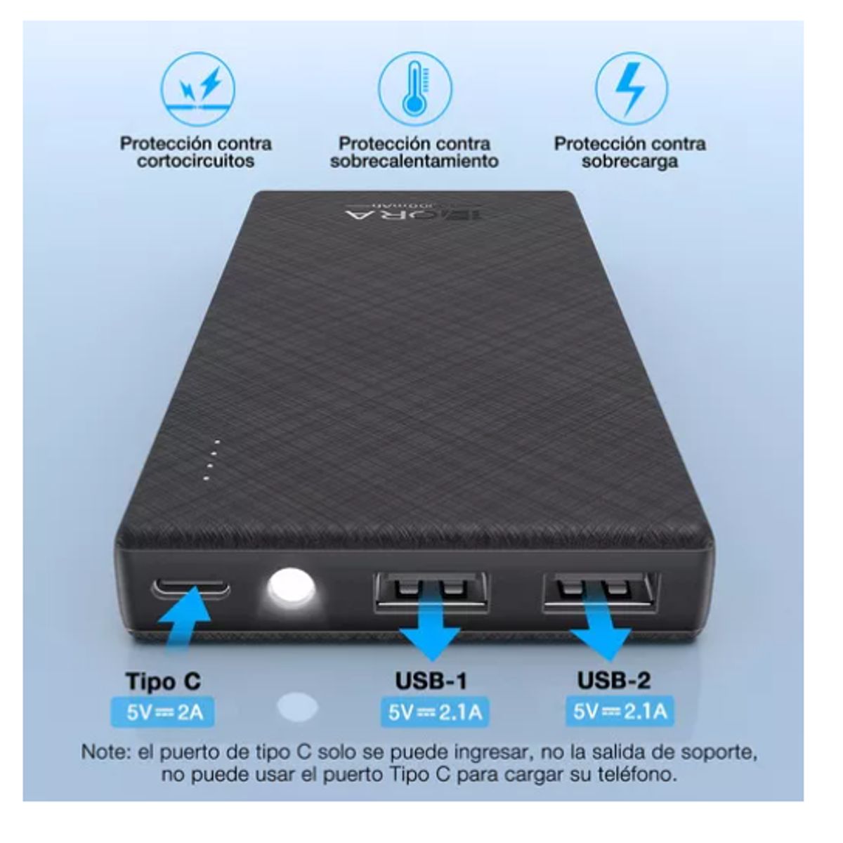 INNOVA - Power Bank Portátil Gar 263 1 Hora Original Con Indicador Luz