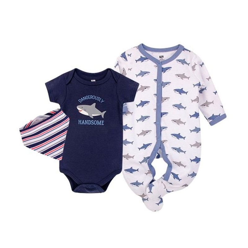 HUDSON - Conjunto Set 3 Piezas Eneterizo Body Mameluco Ropa Bebe Niño