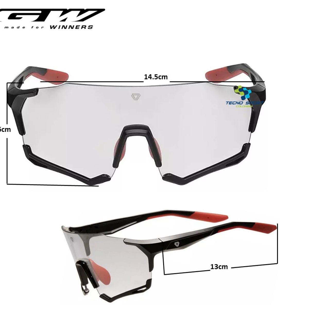 GW - Gafas De Ciclismo Gw Faster Fotocromaticas Negras Mtb