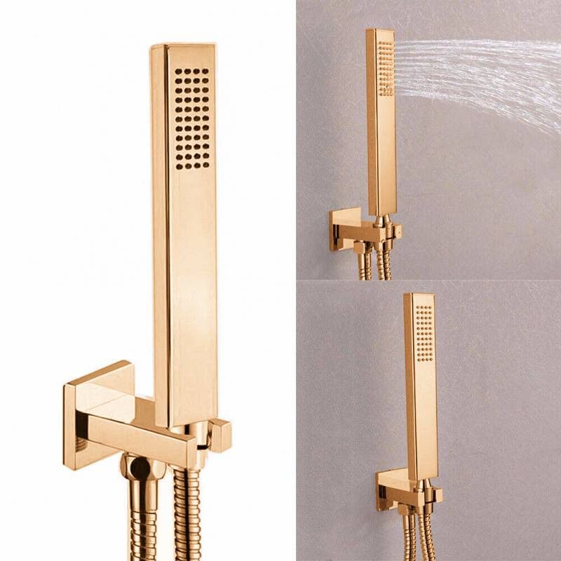 GENERICO - Ducha de Mano Soporte Conector 12 Rosca Pared Oro Rosa Metal