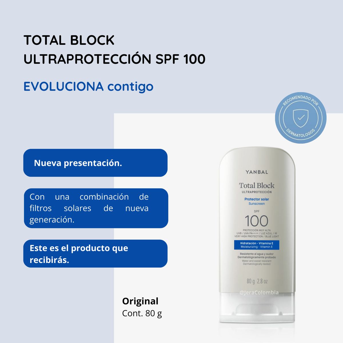 YANBAL - Protector Solar Total Block SPF 100 Ultraprotección 80 g