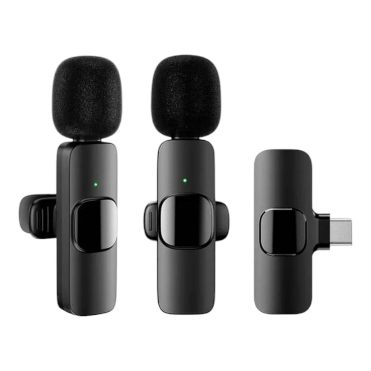 GENERICO - Microfono Inalambrico K9 Solapero 2 en 1 Celular Tipo C Negro