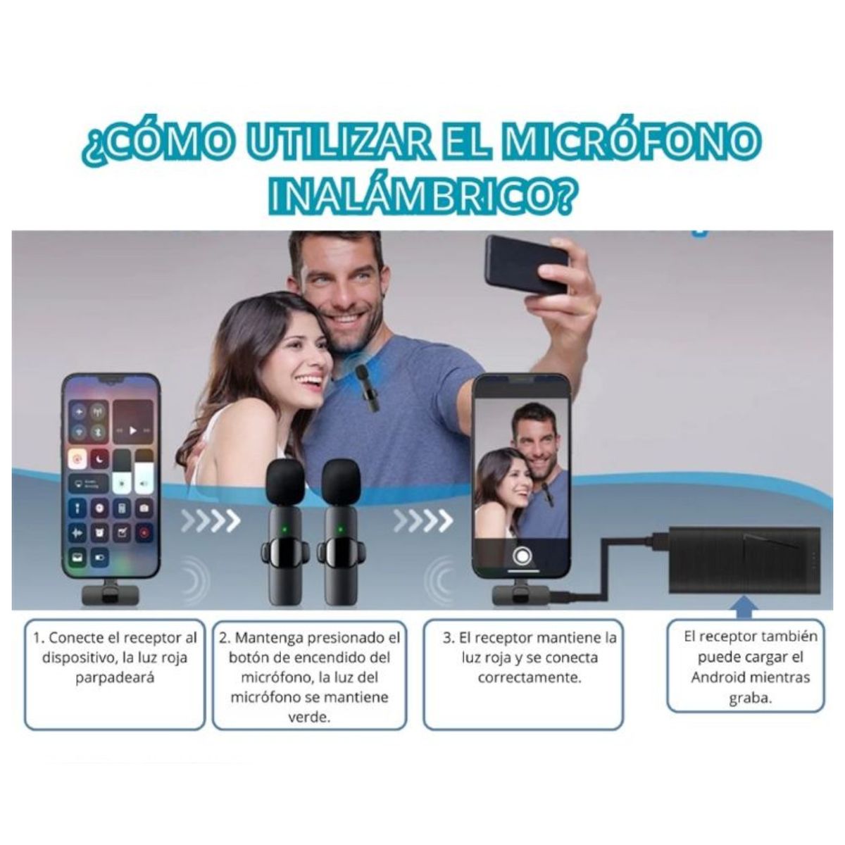 GENERICO - Microfono Inalambrico K9 Solapero 2 en 1 Celular Tipo C Negro