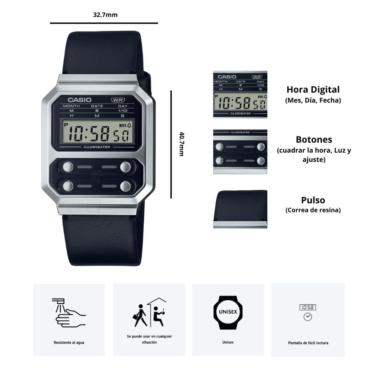 CASIO - Reloj Casio Modelo A100WEL-1A Unisex