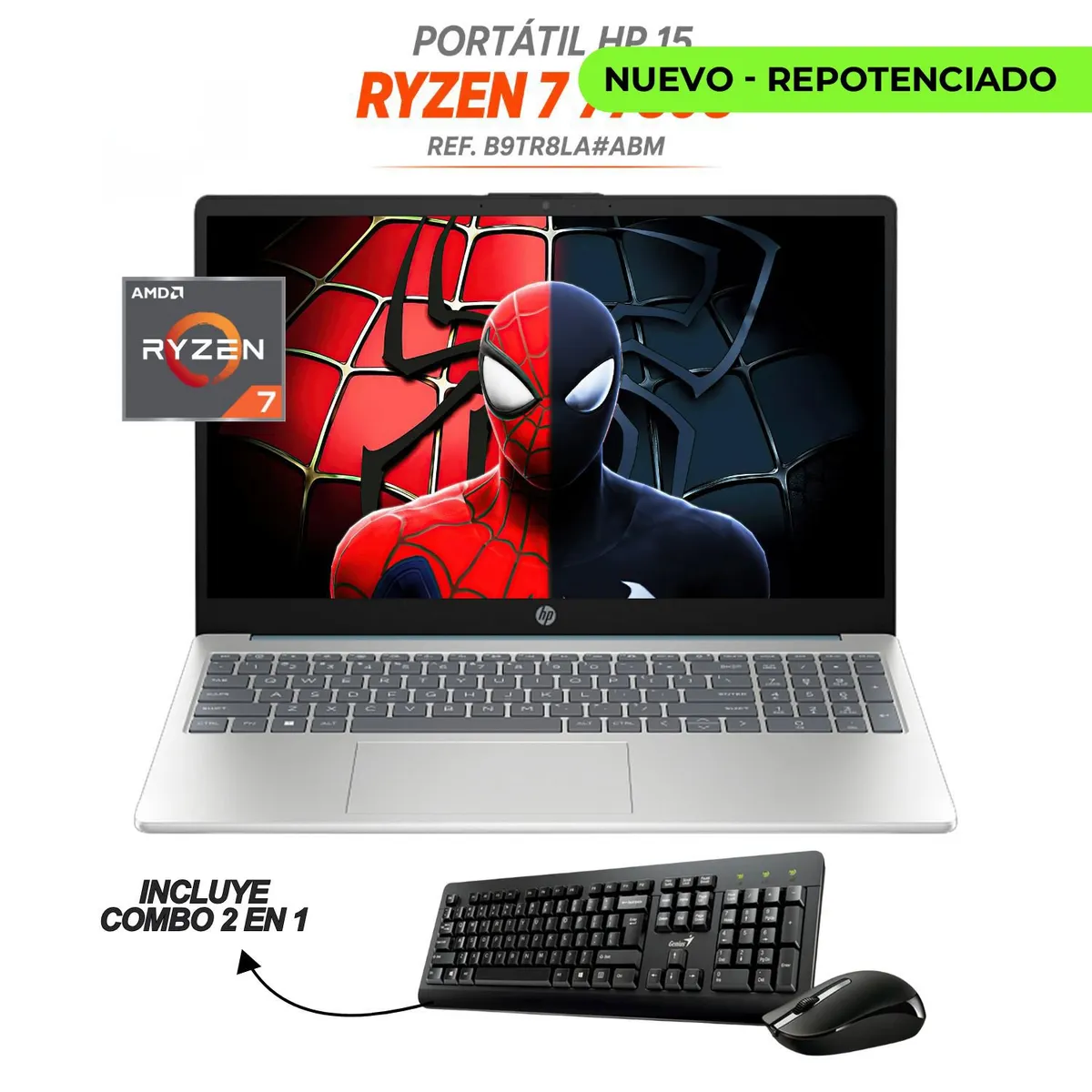 HP - PORTATIL HP -  AMD RYZEN 7 7730U - RAM 16GB - SSD 1TB M.2 - 15.6" Full HD + COMBO 2 EN 1