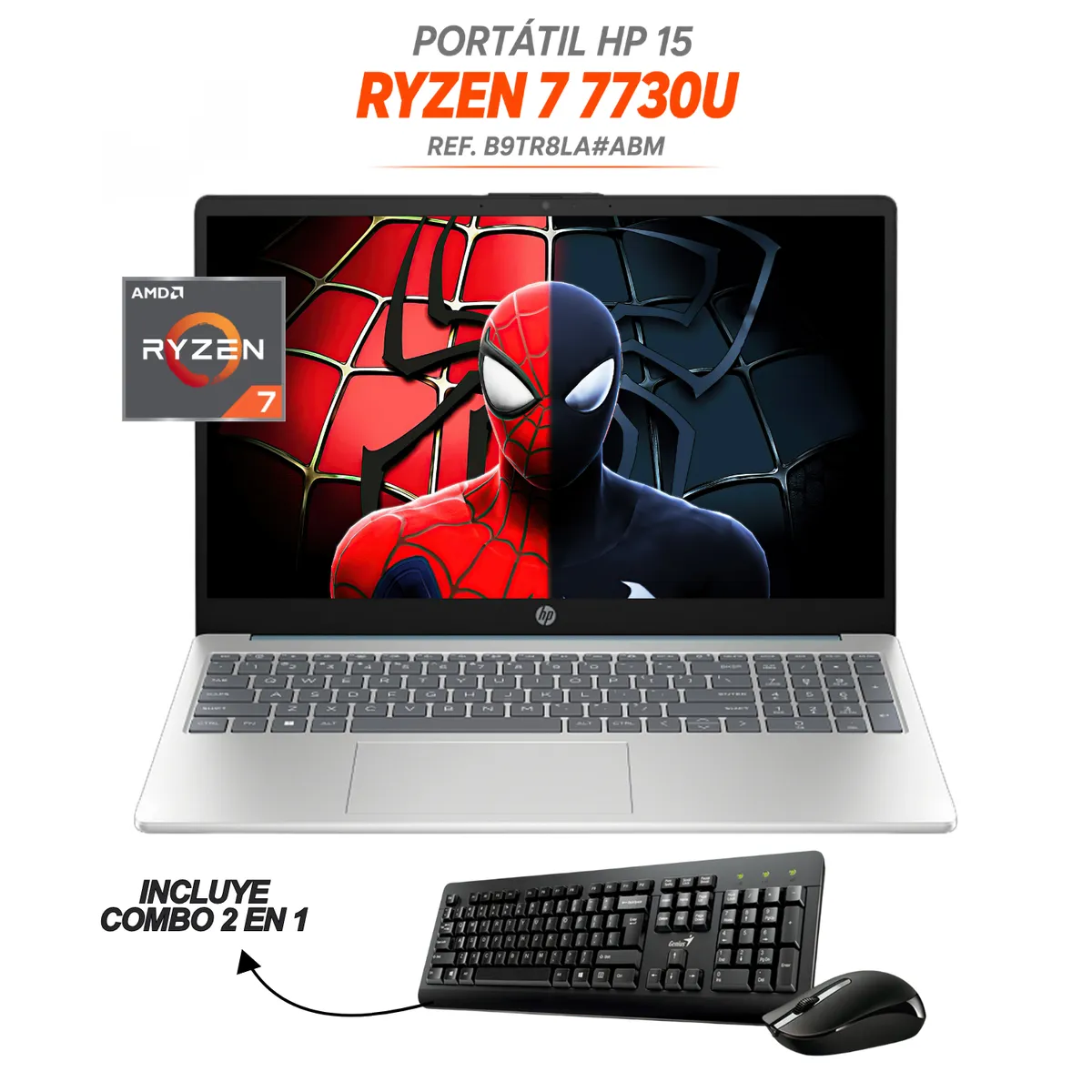 HP - PORTATIL HP -  AMD RYZEN 7 7730U - RAM 16GB - SSD 1TB M.2 - 15.6" Full HD + COMBO 2 EN 1
