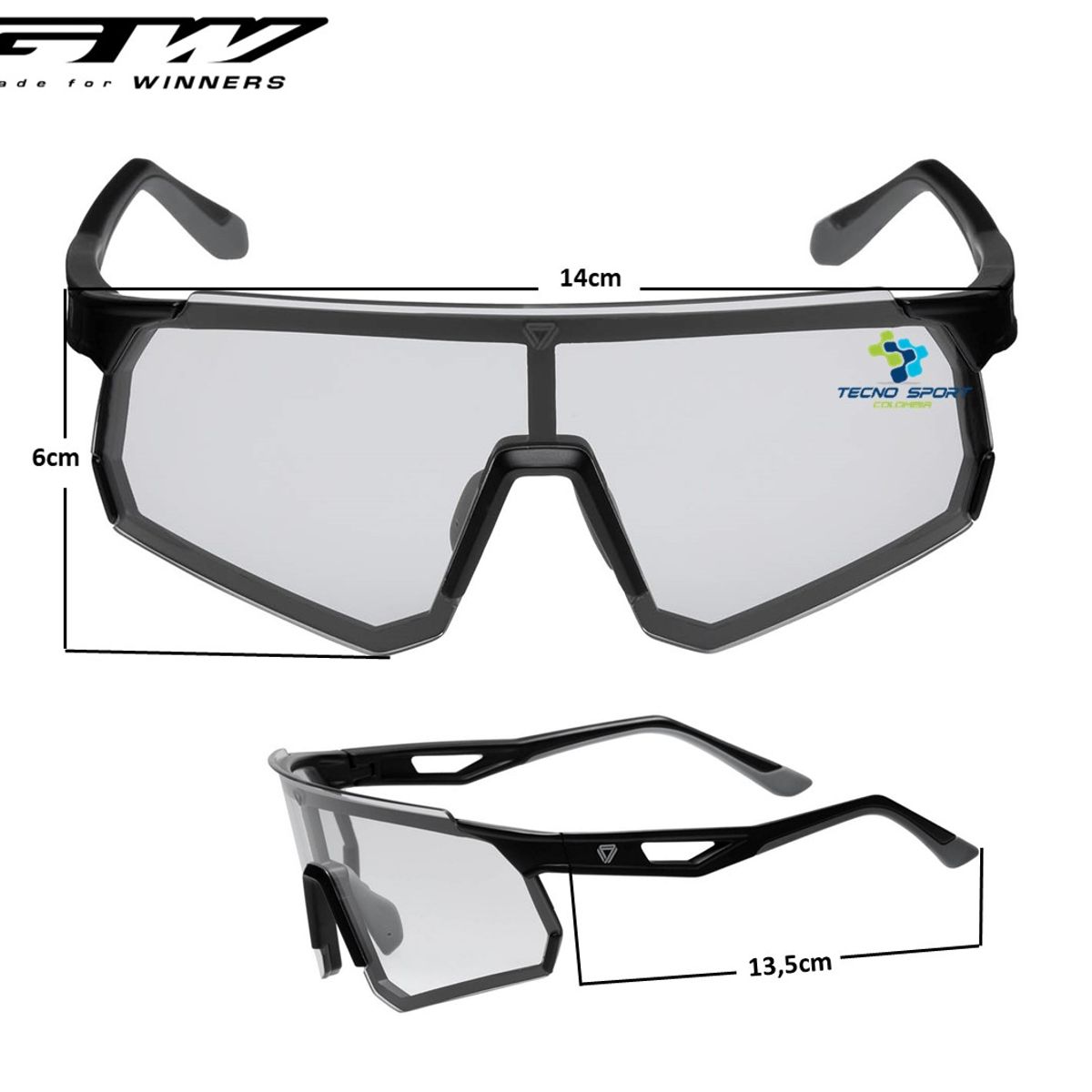 GW - Gafas De Ciclismo Gw California Fotocromatica Negro Mtb Ruta
