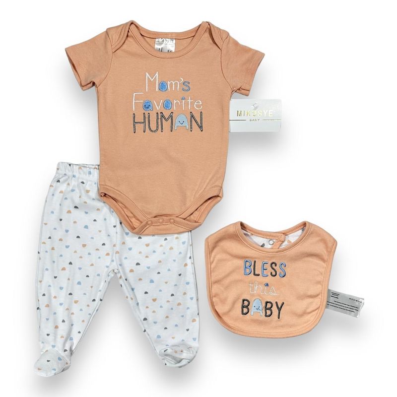 AMERICAN GENERICS - Conjunto 3PC Mikosye 100%Algodon Ropa Bebe Set De Bienvenida