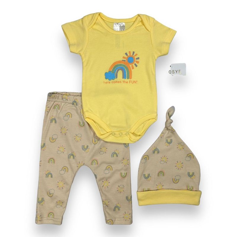 AMERICAN GENERICS - Conjunto 3PC Mikosye 100%Algodon Ropa Bebe Set De Bienvenida